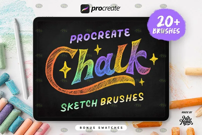 20个粉笔画笔｜Procreate笔刷详情图 16