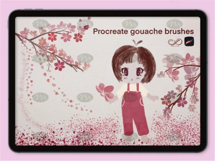 27个春天插画手绘花体图案水彩｜Procreate笔刷详情图 10