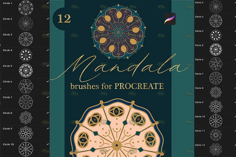12个曼陀罗图形｜Procreate笔刷详情图 9