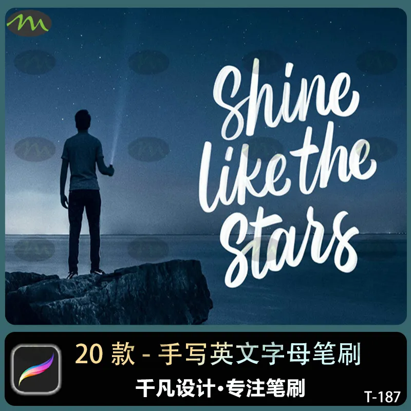 20个手写英文书法字母字符｜Procreate笔刷