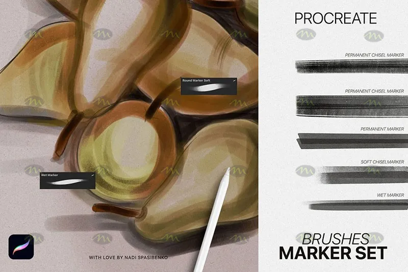 10个马克笔速写|Procreate笔刷详情图 7