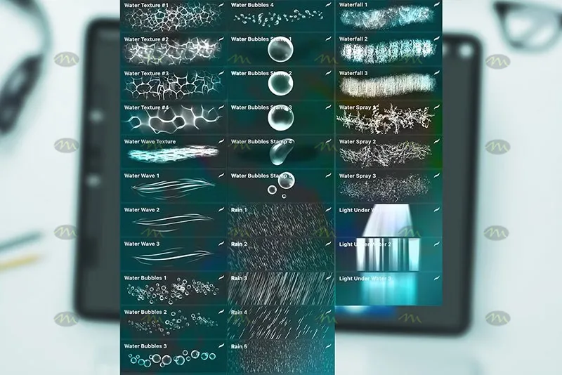 30个波浪雨水｜Procreate笔刷详情图 6