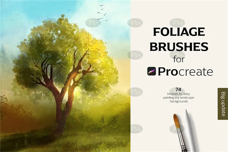 74个植物树木插画场景图案｜Procreate笔刷详情图 11
