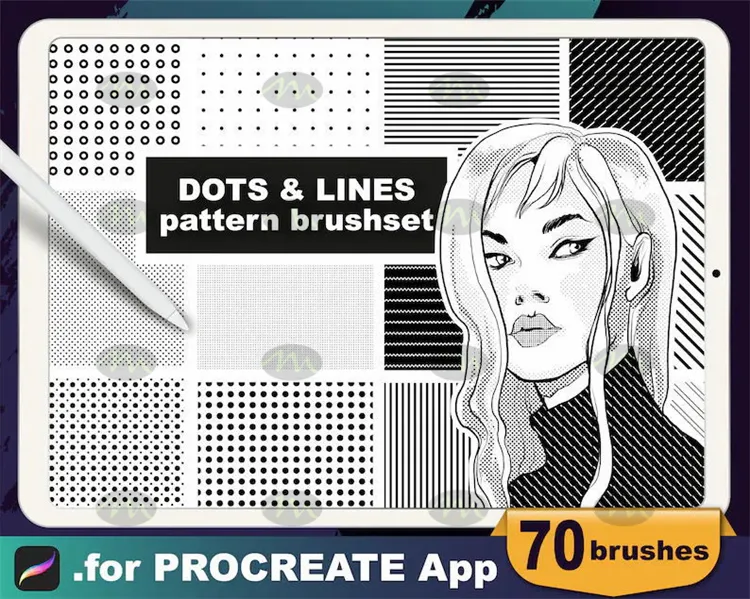 70个点线斑点填充图案｜Procreate笔刷详情图 13