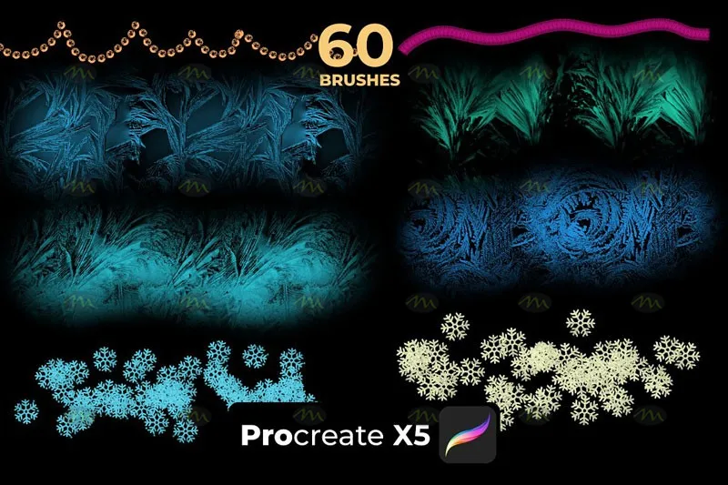 60个圣诞节装饰|Procreate笔刷详情图 9