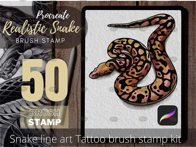 50个蛇形纹身图案｜Procreate笔刷详情图 10