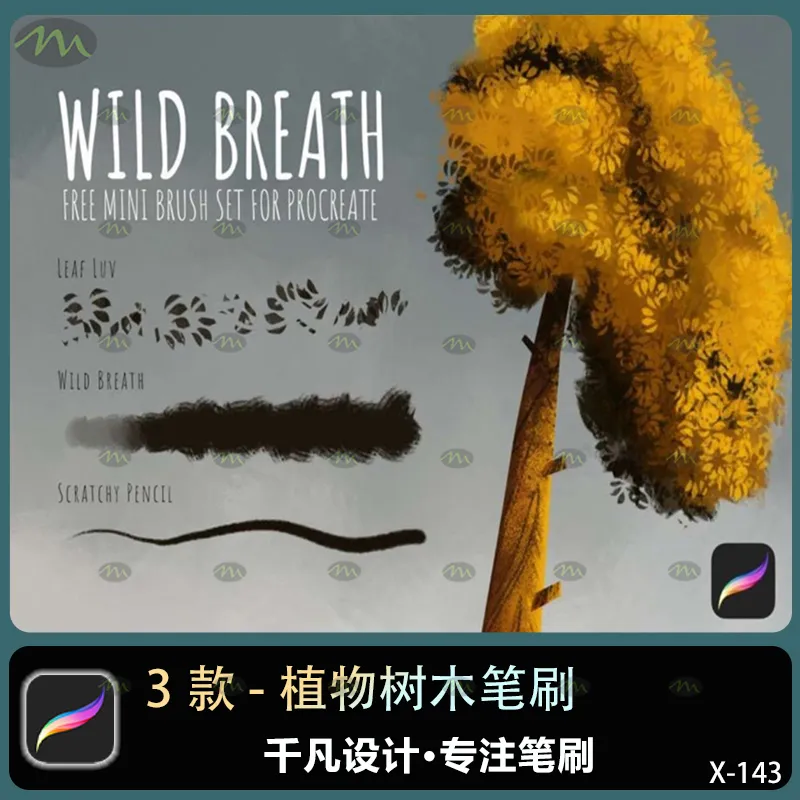 3个植物树木｜Procreate笔刷