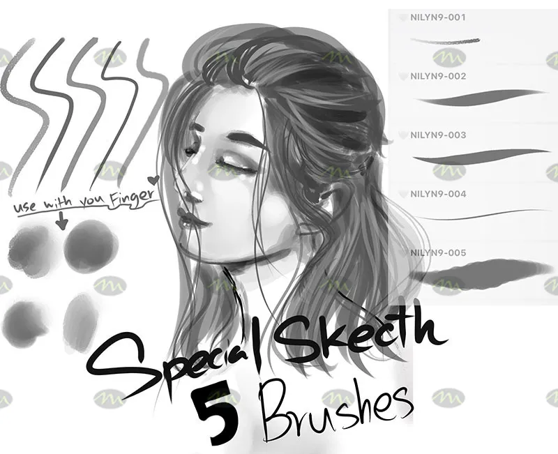 5个特殊素描和水墨|Procreate笔刷详情图 8