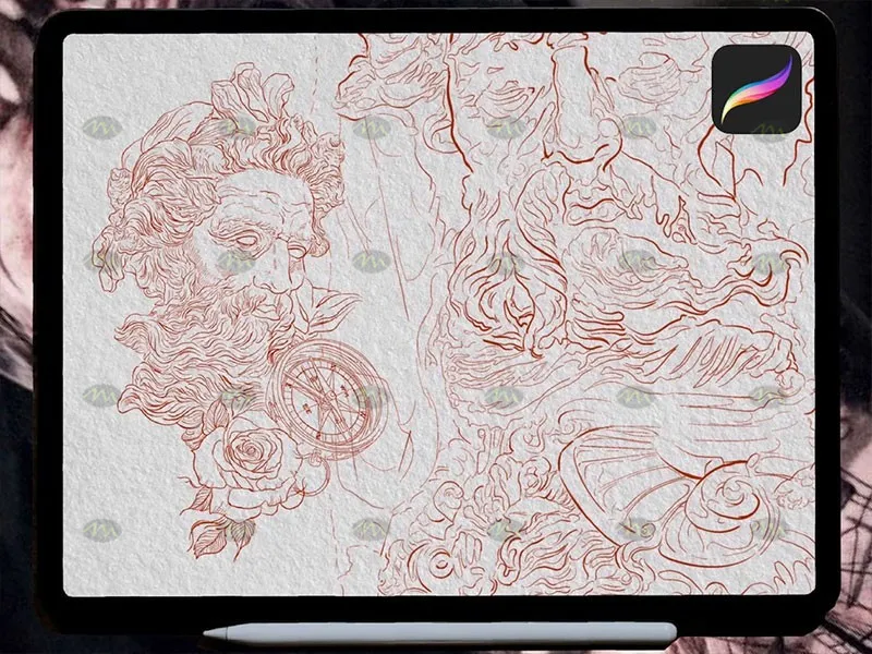 20个希腊神话纹身图案｜Procreate笔刷详情图 6
