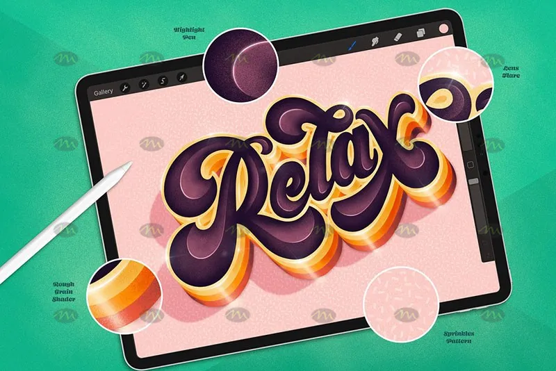 10个3D立体字｜Procreate笔刷详情图 7