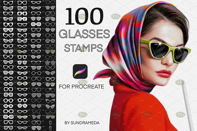 100个眼镜墨镜装饰｜Procreate笔刷详情图 15