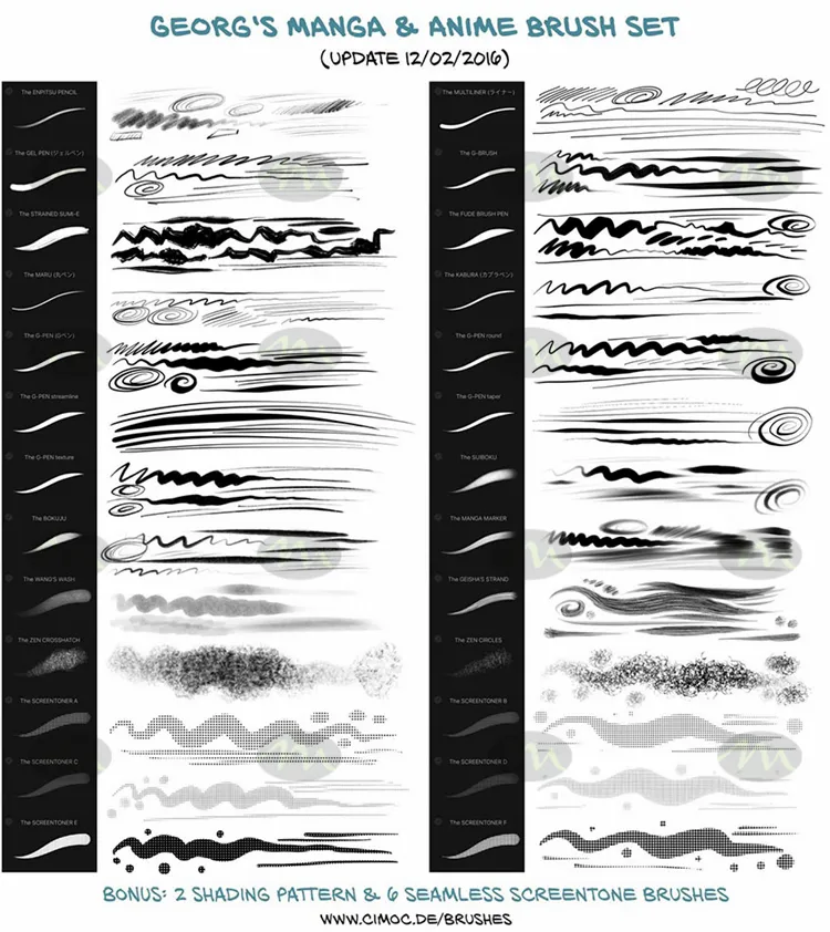 30个 日本漫画风格素描墨水｜Procreate笔刷详情图 9