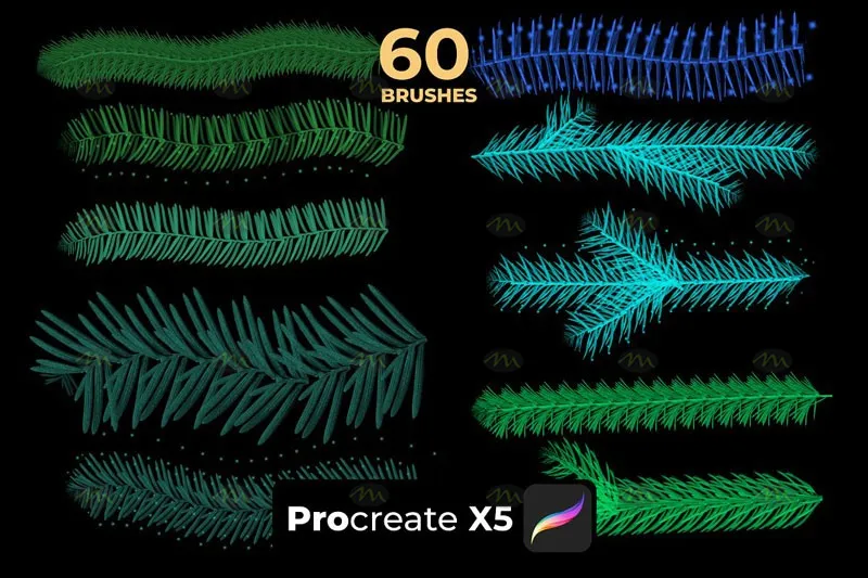 60个圣诞节装饰|Procreate笔刷详情图 7