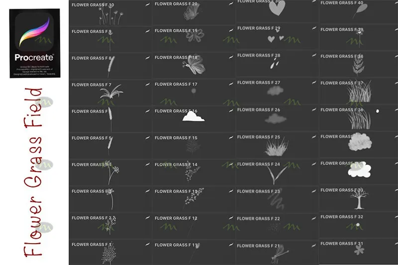 40个花草植物图章｜Procreate笔刷详情图 6