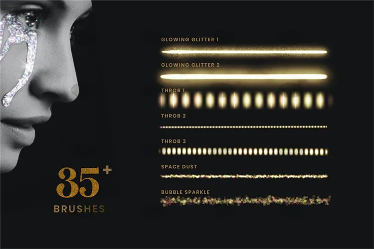 35个亮光闪光金粉发光滤镜｜Procreate笔刷详情图 8