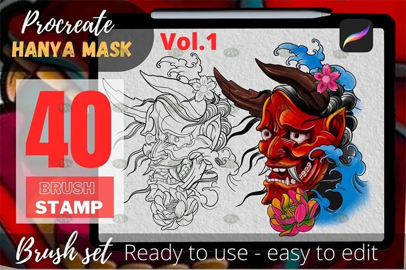 100个传统日式刺青图案｜Procreate笔刷详情图 19