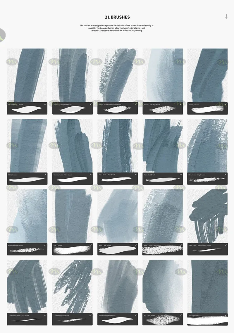 21个专业水粉画｜Procreate笔刷详情图 8