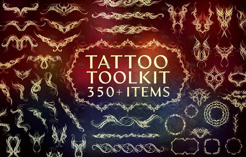 350个纹身刺青图案套装｜Procreate笔刷详情图 24