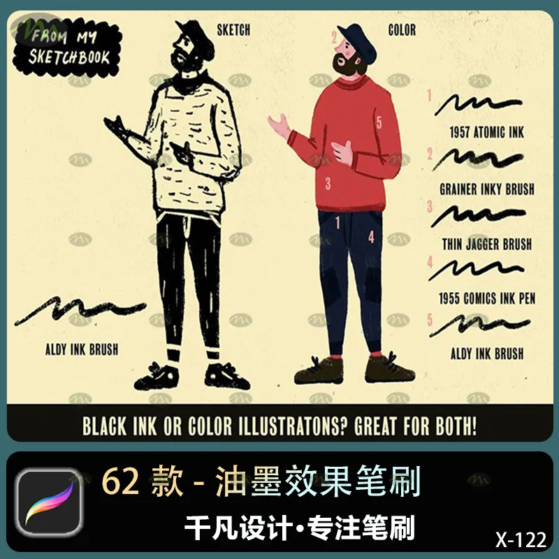 62个油墨效果｜Procreate笔刷