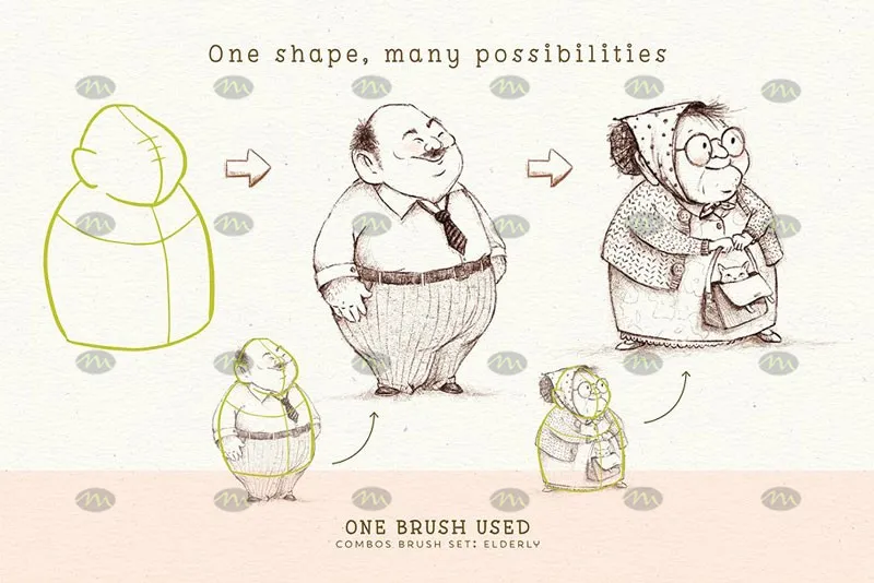 149个动漫人物辅助线｜Procreate笔刷详情图 11