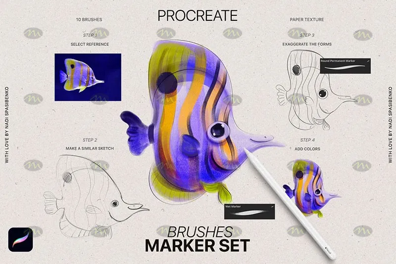 10个马克笔速写|Procreate笔刷详情图 12