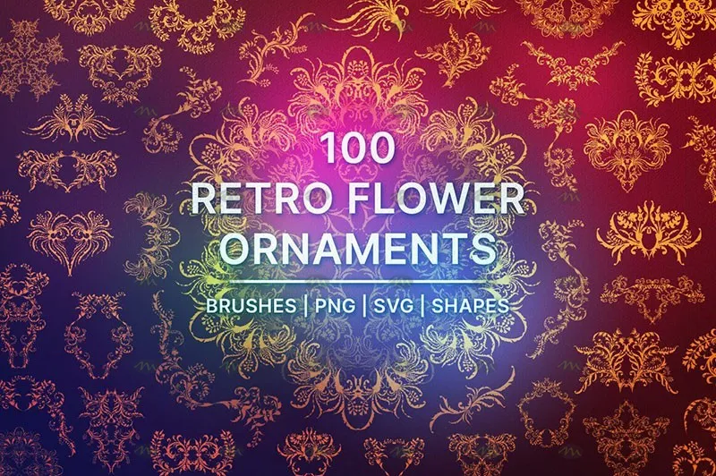100个欧式复古花纹｜Procreate笔刷详情图 17