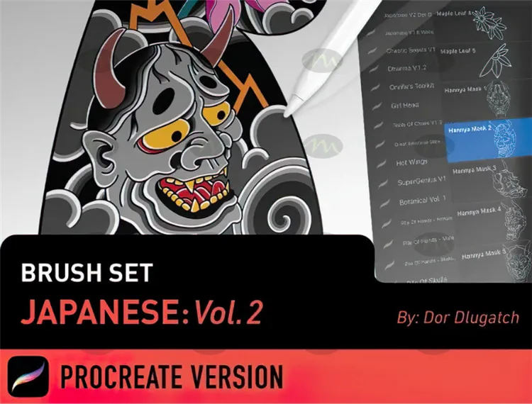 日式浮世绘纹身日本元素｜Procreate笔刷详情图 9