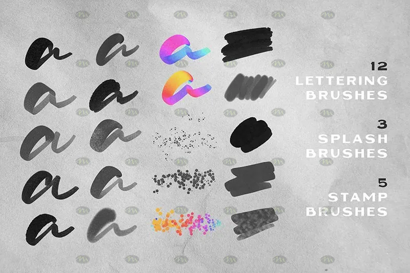 20个水彩效果手写字｜Procreate笔刷详情图 7