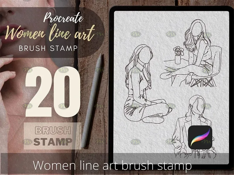20个女性抽象线条画｜Procreate笔刷详情图 11