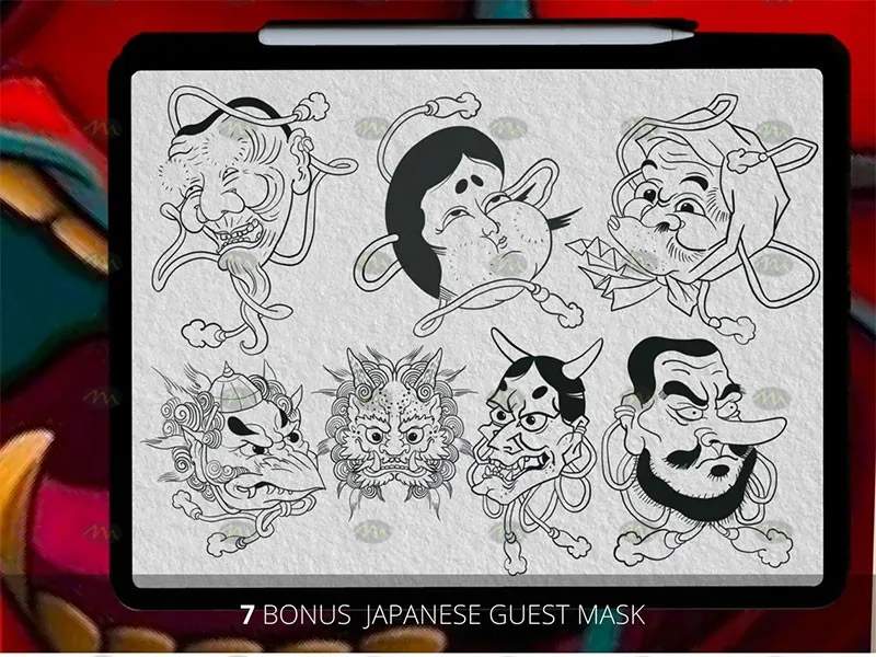 100个传统日式刺青图案｜Procreate笔刷详情图 14