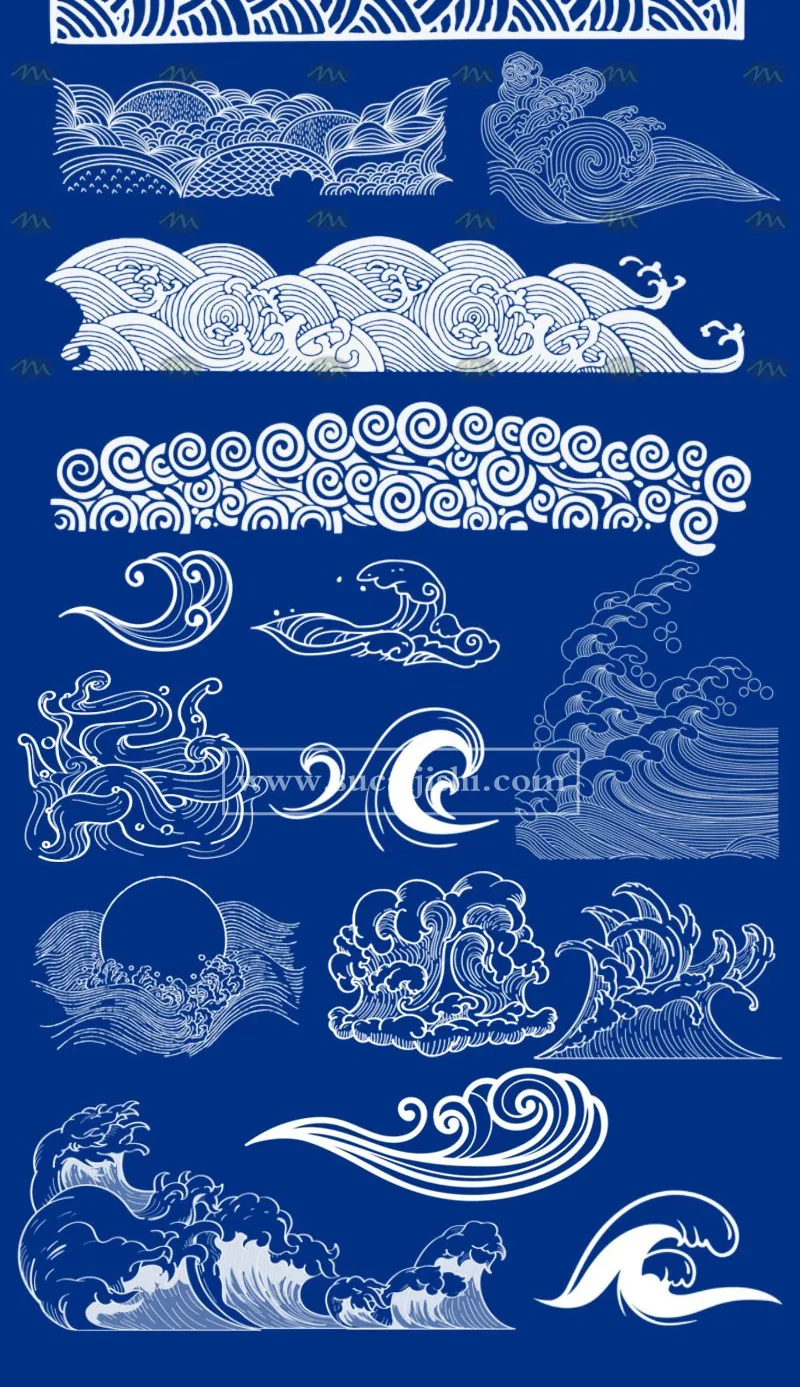 86个国潮插画海浪｜Procreate笔刷详情图 9