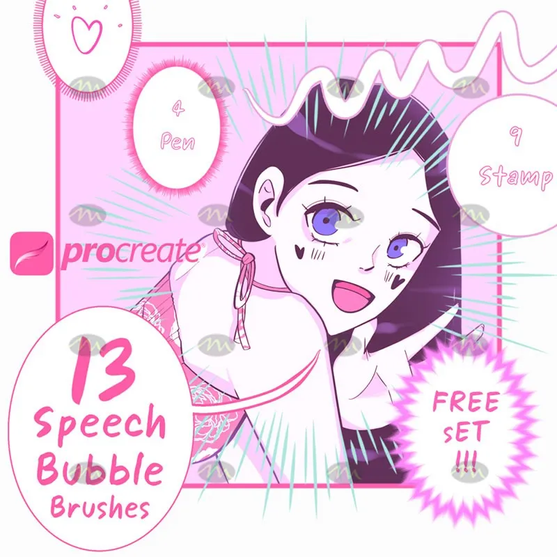 13个漫画对话框｜Procreate笔刷详情图 8