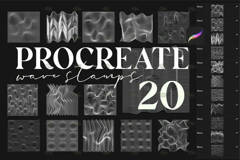 20个扭曲波浪线条｜Procreate笔刷详情图 9