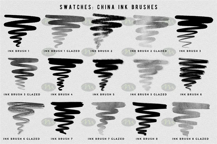 中国风墨水手写手绘毛笔笔触｜Procreate笔刷详情图 9