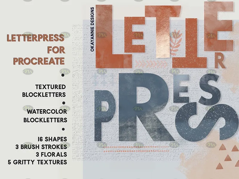 27个水彩印章和纹理｜Procreate笔刷详情图 10
