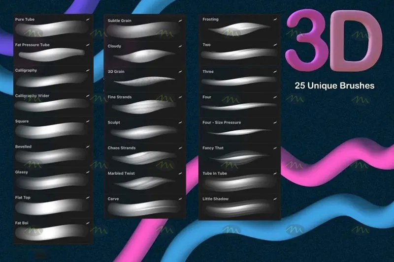 25个3D立体字效果|Procreate笔刷详情图 8