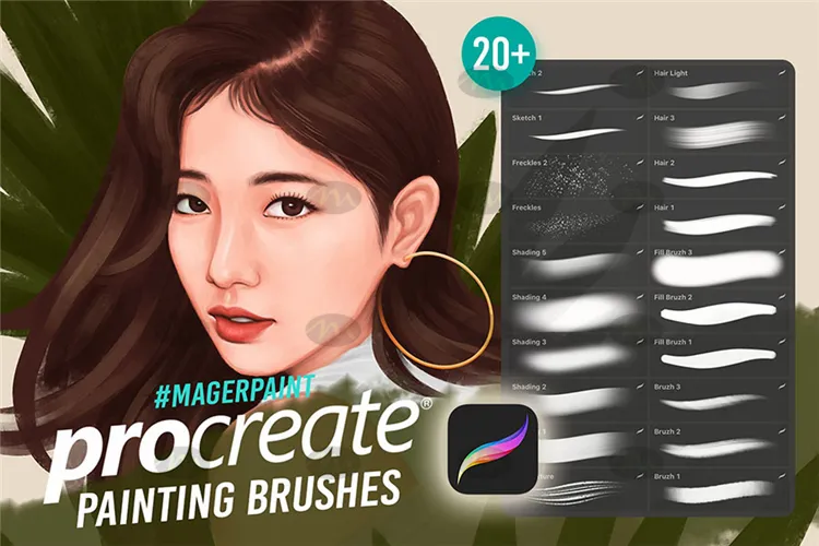 20个头发涂抹绘画｜Procreate笔刷详情图 8