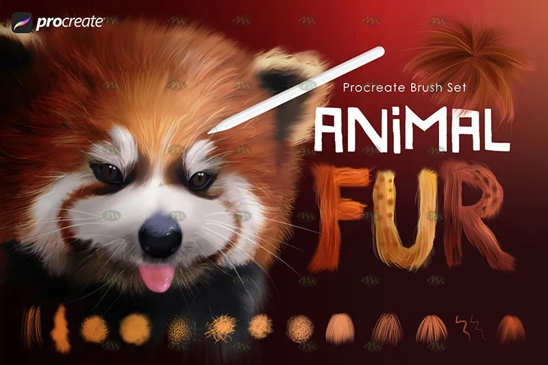32个逼真动物绒毛｜Procreate笔刷详情图 10