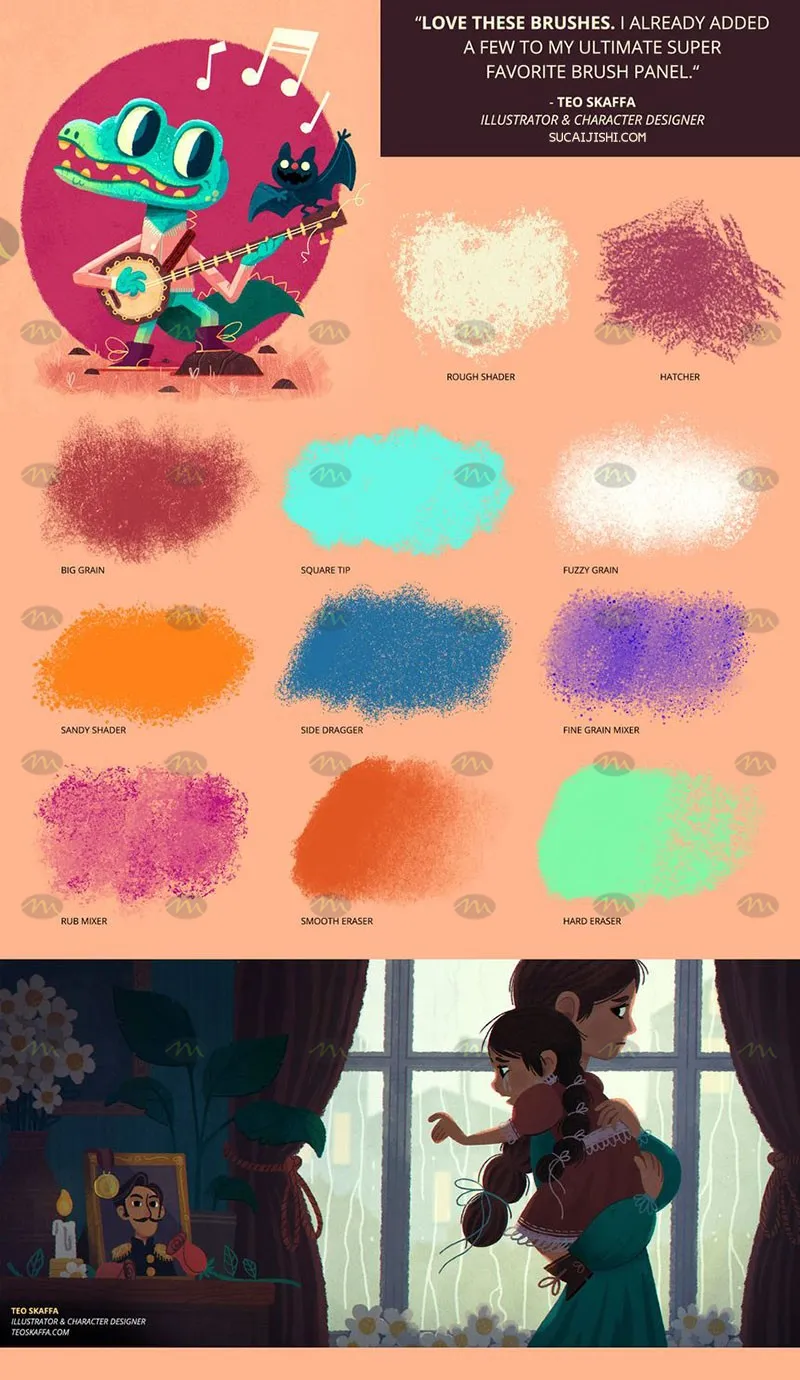 30个粉彩画笔｜Procreate笔刷详情图 8
