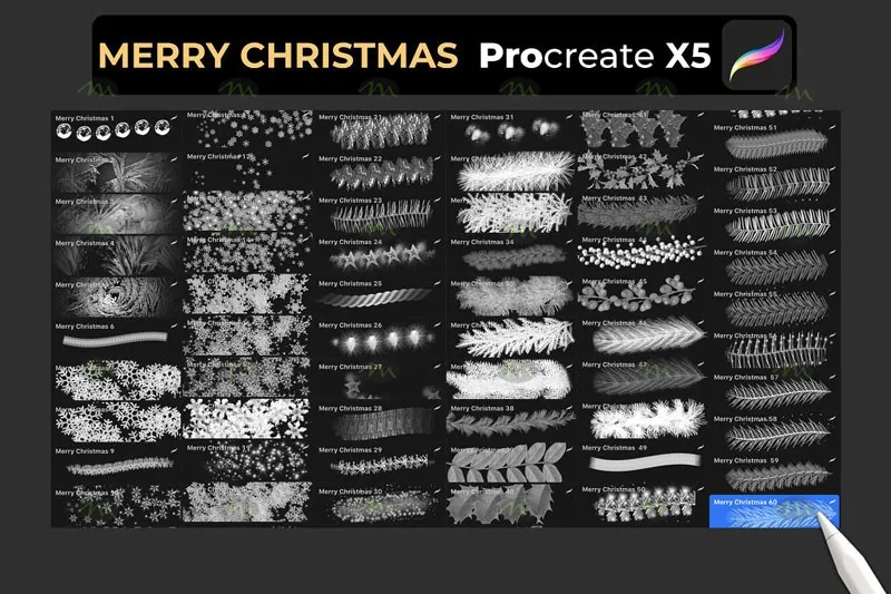 60个圣诞节装饰|Procreate笔刷详情图 6