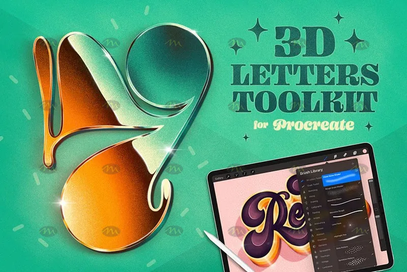 10个3D立体字｜Procreate笔刷详情图 15