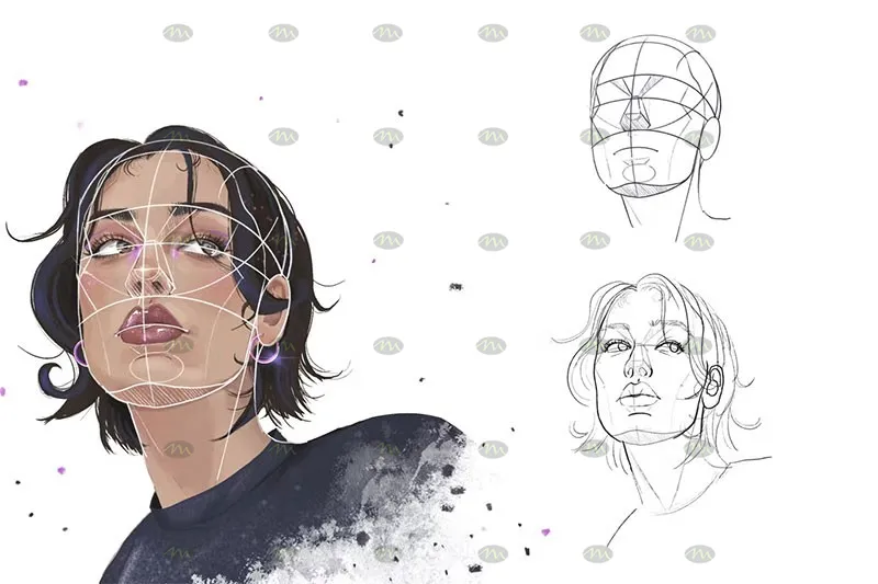 10个多视角人像辅助线｜Procreate笔刷详情图 8
