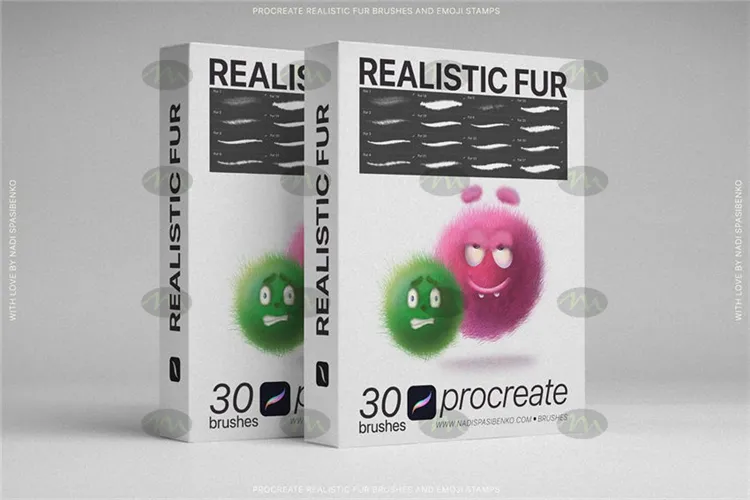 30个卡通emoji表情动物毛发｜Procreate笔刷详情图 8