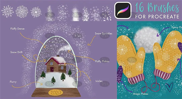 16款冬天雪花图案｜Procreate笔刷详情图 6