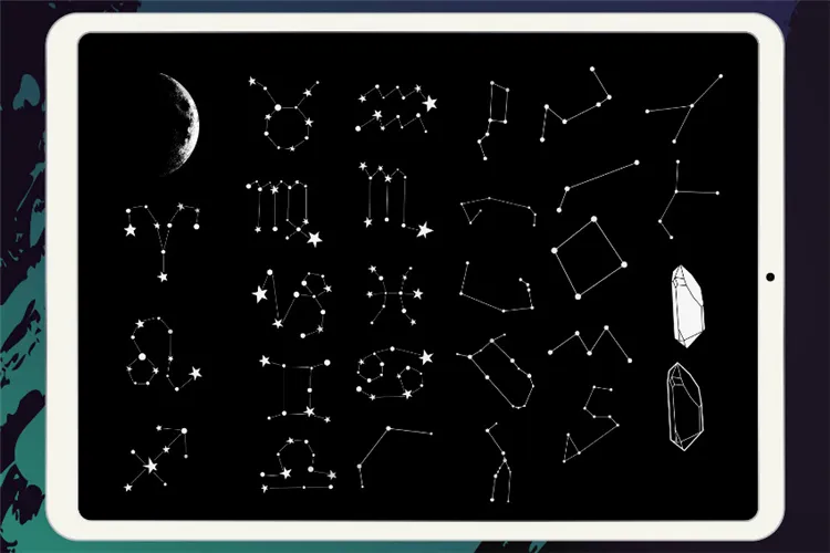 70个太空月球月亮星座星星图案 预设｜Procreate笔刷详情图 6