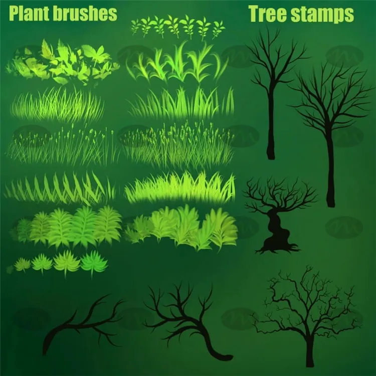 75套植物叶子手绘卡通绘本｜Procreate笔刷详情图 10