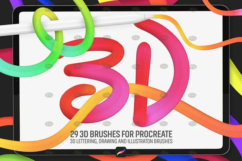 29个立体3D手绘｜Procreate笔刷详情图 13
