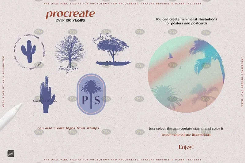 100个自然风景剪影图案｜Procreate笔刷详情图 6
