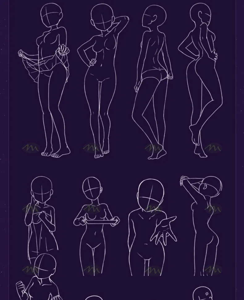 145个动漫少女线稿｜Procreate笔刷详情图 8