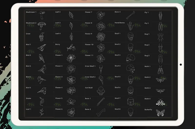 50个刺青纹身图案｜Procreate笔刷详情图 6